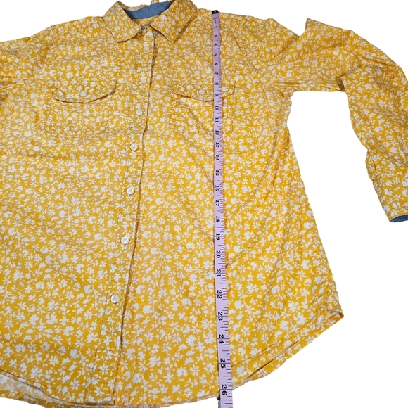 St John's Bay Womens Long Sleeve Button Up Shirt, Yellow/White Floral, Medium - Picture 10 of 12